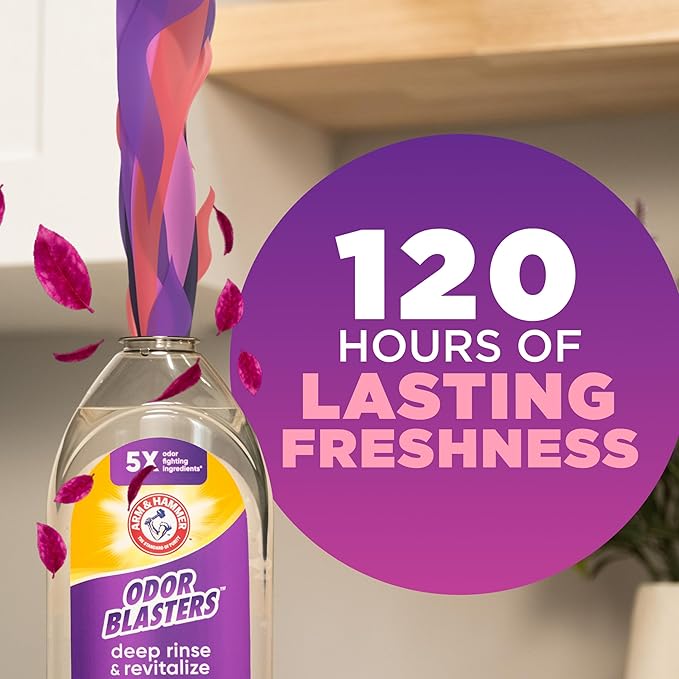 ARM & HAMMER Odor Blasters Deep Rinse and Revitalize Fabric Rinse, Laundry Additive, Eliminates Sweat and Musty Odors, Fresh Escape Scent, 50 fl oz