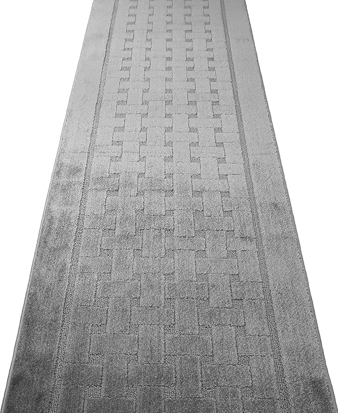 13 Ft Long, Grey, Non-Slip Washable Carpet Runner Rug with Rubber Backing, Custom Floor Mat for Kitchen Hallway Stairs Bedroom Bathroom Entryway, Your Choice of Length (26" X 13')