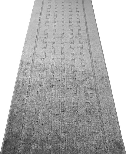13 Ft Long, Grey, Non-Slip Washable Carpet Runner Rug with Rubber Backing, Custom Floor Mat for Kitchen Hallway Stairs Bedroom Bathroom Entryway, Your Choice of Length (26" X 13')