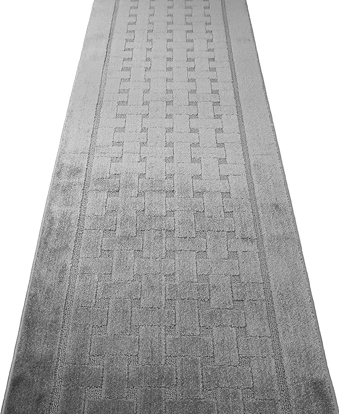 15 Ft Long, Grey, Non-Slip Washable Carpet Runner Rug with Rubber Backing, Custom Floor Mat for Kitchen Hallway Stairs Bedroom Bathroom Entryway, Your Choice of Length (26" X 15')