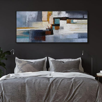 KLAKLA Large Canvas Framed Wall Art - Modern Abstract 70x31 Picture Artwork for Wall Black Frame Wall Art for Living Room Bedroom Office Painting Art