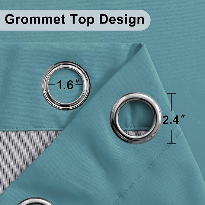 XWZO 100% Blackout Curtains 84 Inches Long - Heat and Full Light Blocking, Thermal Insulated Window Panels with Grommets for Bedroom/Nursery with Tiebacks, Stone Blue, W42 x L84, Set of 2 Draperies