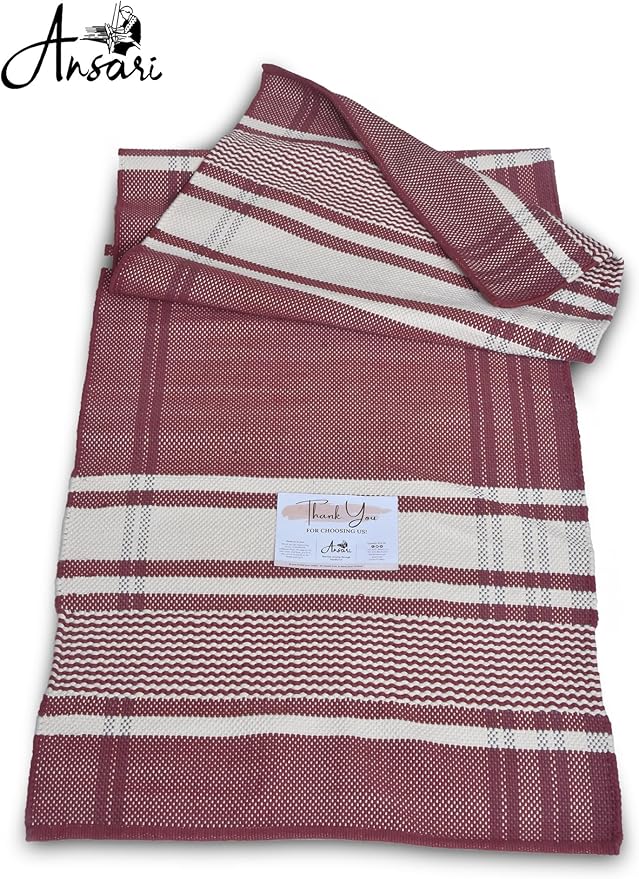 Craftyansari Handwoven Cotton Yoga Mat, Natural, 72 x 24 Inches, Fair Trade, Soft Absorbent Surface for Exercise, Workout, Meditation