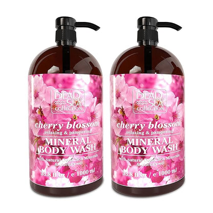 Dead Sea Collection Cherry Body Wash for Women and Men - with Pure Dead Sea Minerals and Cherry Seeds Oil - Cleanses and Moisturizes Skin - Pack of 2 (67.6 fl. oz)