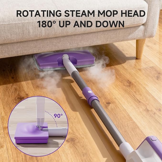 Steam Mop, Powerful Detachable Handheld Steamer with 350ml Tank, 23FT Power Cable, Steam Mops for Floor Cleaning, Tiles, Windows, Tile Grout, Carpets, Furniture