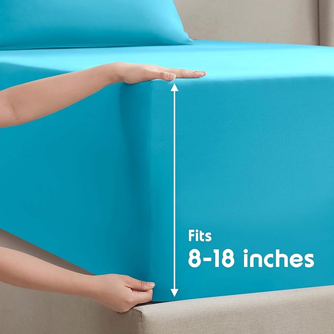 Nestl Full Sheet Set - Luxury 1800 Ultra-Soft Microfiber Full Bed Sheets - Double Brushed - Deep Pockets - Easy Fit - 4 Piece Set - Bedding Sheets & Pillowcases (Full, Bright Blue)
