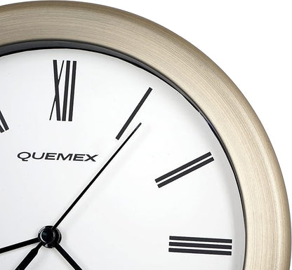 JUSTIME 8.5 inch Brushed Metal Water Resistant Wall Clock, Special for Small Space, Office, Boats, RV (WM86-RB-R Retro Bronze)