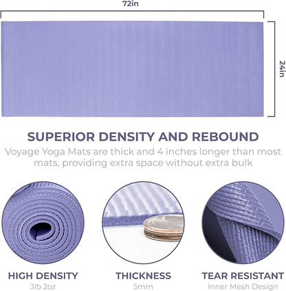 Sunshine Yoga Voyage Yoga Mat, 10 Pack, 72" x 24" Professional Studio and Gym Bulk Yoga Mats, 5mm Thick, Durable, Anti-Tear, Non Slip Fitness and Exercise Mats