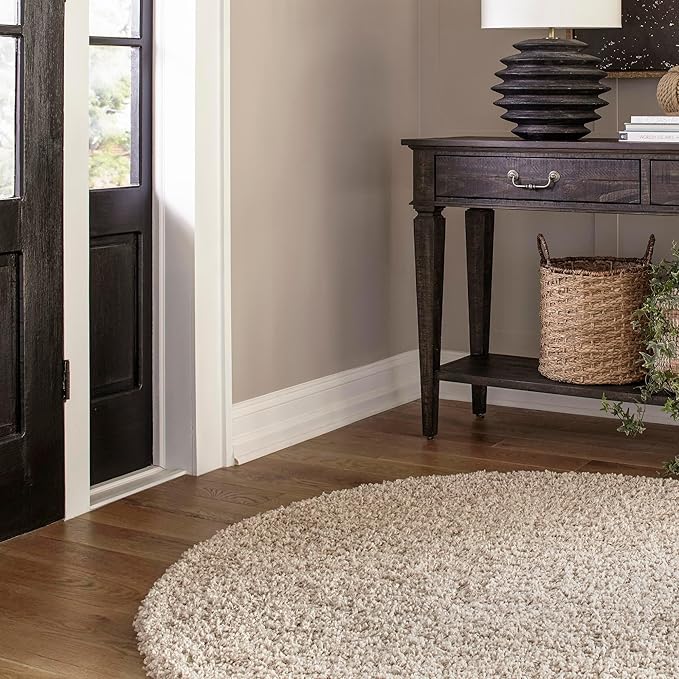 Unique Loom Solid Shag Collection Area Rug (5' 3" Round, Taupe)
