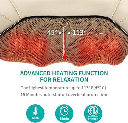 Nekteck Neck and Back Massager for Pain Relief Deep Tissue, Shiatsu Shoulder Massage Tool, Plug-in Use Only (Renew)