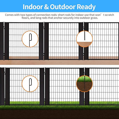 Heavy Duty Dog Playpen 32 Inch Height - Indoor Outdoor Pet Fence Enclosure for Medium and Small Dogs - Foldable Puppy Exercise Pen for Indoor and RV Camping or Yard (8 Panels, 32" H (Black))