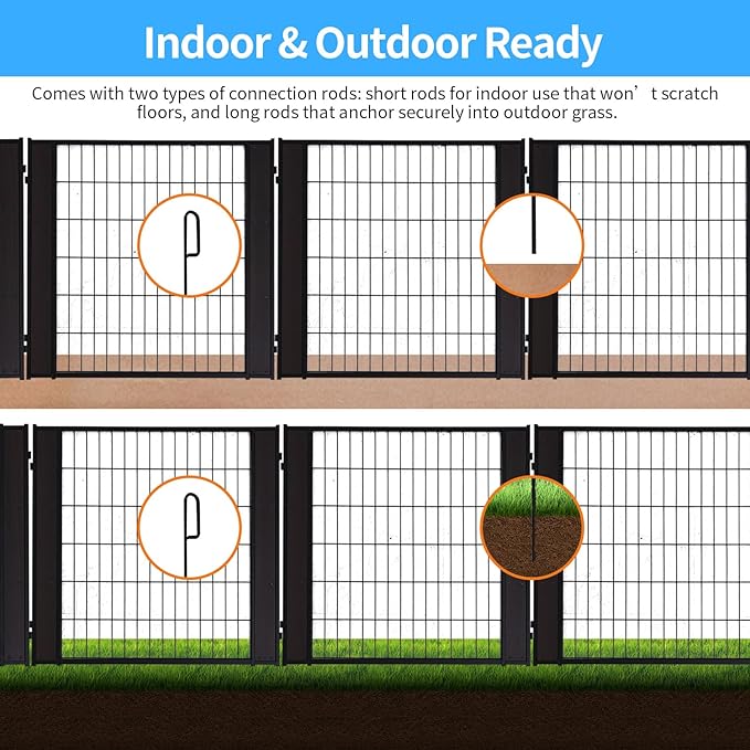 Heavy Duty Dog Playpen 32 Inch Height - Indoor Outdoor Pet Fence Enclosure for Medium and Small Dogs - Foldable Puppy Exercise Pen for Indoor and RV Camping or Yard (10 Panels, 32" H (Black))