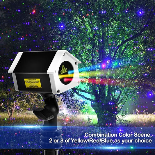 Christmas Laser Projector Lights Outdoor, 7 Color Firefly Projection Lights with Remote Controller, Outdoor Waterproof Indoor Patio Garden Landscape Decor Tree Decoration