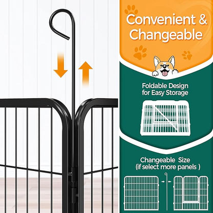 Yaheetech Dog Playpen Outdoor, 32 inch 32 Panels Dog Pen Indoor Heavy Duty Puppy Exercise Pen Metal Pet Fence for RV Camping/Yard/Garden