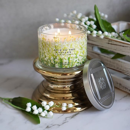 HomeWorx by SLATKIN + CO. Candle- Lily of The Valley, 14 oz. 3-Wick Premium Scented Candle - 20-40 Hours Burn Time