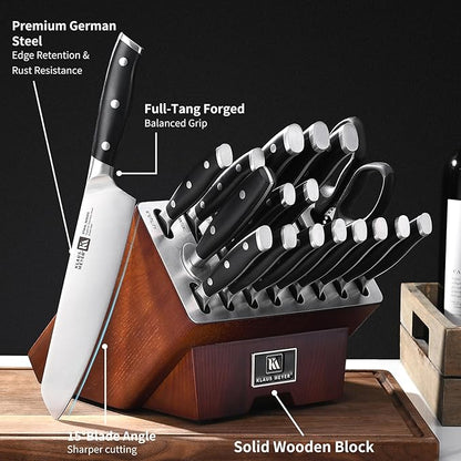 Stahl 19 Piece High Carbon Exclusive German Steel Knife Block Set (Black)