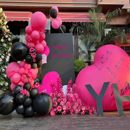 154pcs Hot Pink Balloons Different Sizes 18/12/10/5 Inch Party Balloons arch Kit for Valentine's Day Birthday Baby Shower Wedding Princess Theme Party Decoration