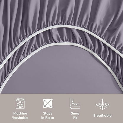 Nestl Queen Sheet Set - Luxury 1800 Ultra-Soft Microfiber Bed Sheets - Double Brushed - Deep Pockets - Easy Fit - 4 Piece Set - Bedding Sheets & Pillowcases (Queen, Grayish Purple)