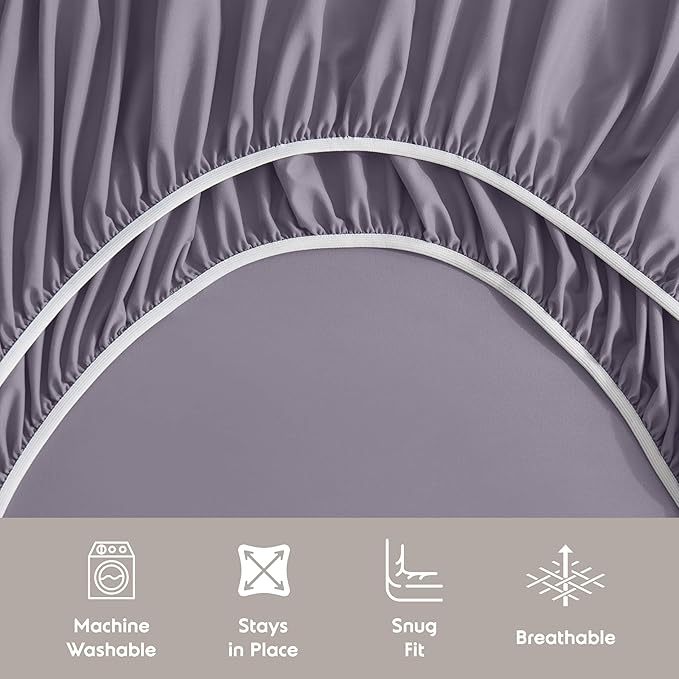 Nestl Full Sheet Set - Luxury 1800 Ultra-Soft Microfiber Full Bed Sheets - Double Brushed - Deep Pockets - Easy Fit - 4 Piece Set - Bedding Sheets & Pillowcases (Full, Grayish Purple)