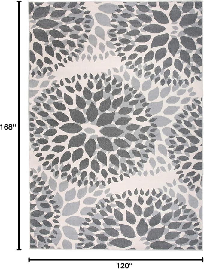 Rugshop Modern Floral Circles Design for Living Room,Bedroom,Home Office,Kitchen Non Shedding Area Rug 10' x 14' Gray