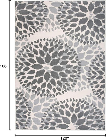 Rugshop Modern Floral Circles Design for Living Room,Bedroom,Home Office,Kitchen Non Shedding Area Rug 10' x 14' Gray
