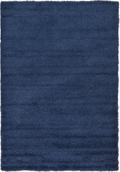 Unique Loom Solid Shag Collection Area Rug (6' 1" x 9' Rectangle, Sapphire Blue/ Navy Blue)