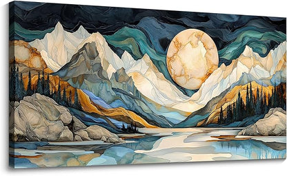 JEAWA Large Canvas Wall Art - 24x48 Inchs Abstract Painting Decor, Textured Mountain Pictures as Gifts for Friends, Modern Art Prints for Bedroom Living Room Bathroom Home Decoration