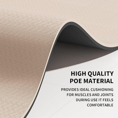 8mm Large Yoga Mat (6'x 4') - Extra Long and Wide 72 x 48 x 0.32 inches, Non-Slip POE Fitness Mat, Eco-Friendly, Thick Wide Exercise Mat for Home Workouts,Ideal for Yoga and Pilates.