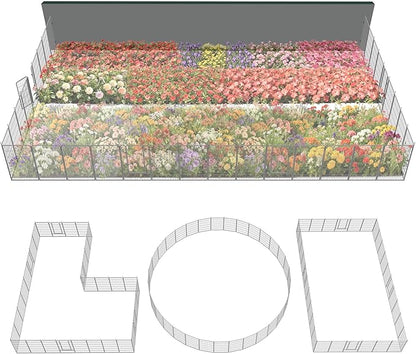 FXW Garden Fence Outdoor for The Yard – 45in(H) x 72.9ft(L) Heavy Duty Metal Animal Barrier for Dog and Rabbit, Decorative Dog Fence, 32 Panels, Silver