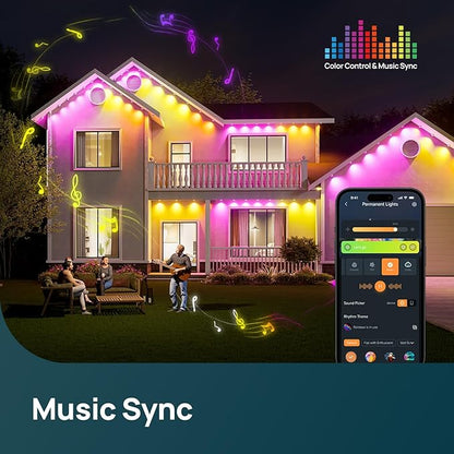 Linkind Permanent Outdoor Lights HP5,Smart AI RGBTW 100ft Christmas Lights, 85 Scenes Modes for Daily Holiday Halloween Decorations,IP67 Waterproof, Works with Alexa,Google Assistant
