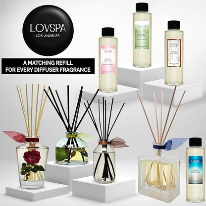 LOVSPA Reed Diffuser Set, Sunshine & Lemons Scented Oil Diffuser with Sticks, Home Fragrance Accessories for Bathroom Shelf Decor, Aroma Diffusers for Home or Office Desk, USA Made