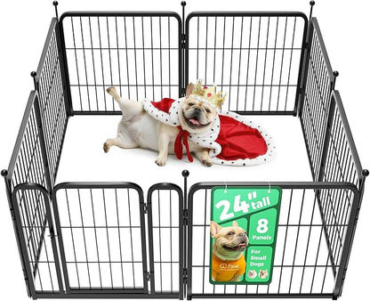 FXW Rollick Unleashed Dog Playpen for Indoor, Yard, RV Camping, 24 inch 8 Panels for Small and Puppy Dogs, Black│Patented