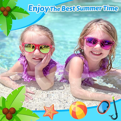 GIFTINBOX 16 Pack Kids Sunglasses, Great Gifts Party Favors For Kids 3-8, Translucent Sunglasses with UV400 Protection, Beach Pool Birthday Party Supplies