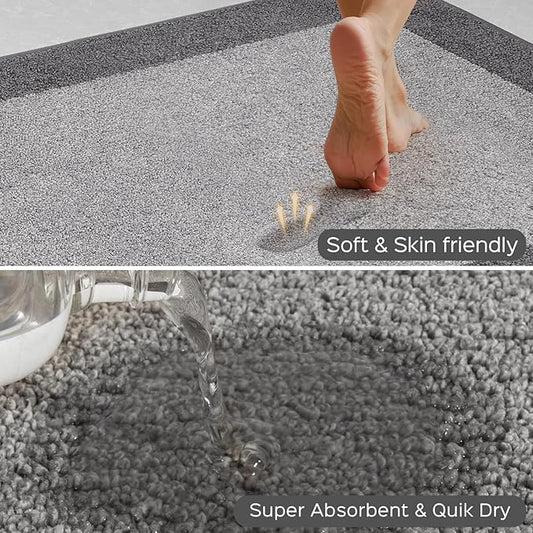 Machine Washable (24" x 36"+ 24" x 60"') Kitchen Rugs Set of 2, Non Slip Kitchen Mats for Floor, Absorbent Entrance Runner Rugs for Bedroom, Hallway, Bathroom, Door (Roll Packing)