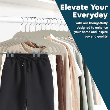 Velvet Skirt Hangers – with Adjustable Clips, 360 Degree Swivel Hook, and Non-Slip Shoulder Notch, Holds Up to 10 lbs, for Organizing Skirt, Pants, Dress, and Clothes, Pack of 10, Ivory