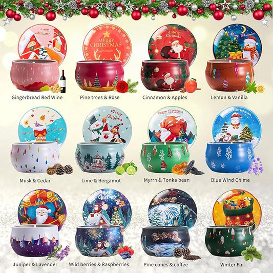 12 PCS Christmas Scented Candles Gifts for Women, Soy Wax Candles with Essential Oils Aromatherapy Candles for Home Scented, Stress Relief, Bath,Yoga, Christmas Thanksgiving Gift