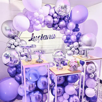 PartyWoo Metallic Purple Balloons 50 pcs 12 Inch Metallic Lavender Light Pastel Purple Lilac Latex Helium Balloons for Graduation Baby Shower Wedding Butterfly Birthday Party Decorations Purple-G130