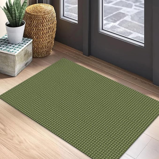 EARTHALL Woven Area Rug 2x3 Ft Washable Rugs for Entryway Braided Non Slip Throw Rugs Door Mat Indoor Outdoor Entrance Small Cotton Woven Carpet for Kitchen Foyer Front Door, Green