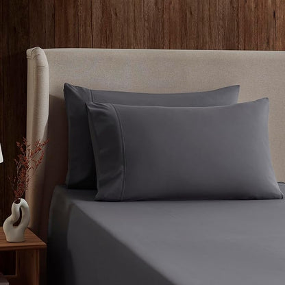 Nestl Twin Sheet Set - 1800 Ultra-Soft Microfiber Twin Bed Sheets - Double Brushed - Deep Pockets - Easy Fit - Extra Soft - 3 Piece Set - Bedding Sheets & Pillowcases (Twin, Dark Grey)