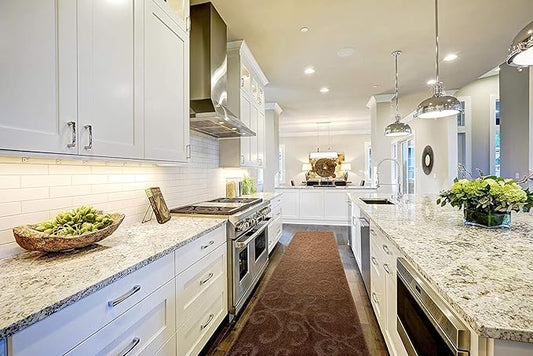 10 FT Long Non-Slip Washable Carpet Runner Rug with Rubber Backing, Brown (26" X 10'), Custom Floor Mat for Kitchen Hallway Stairs Bedroom Bathroom Entryway, Your Choice of Length, Scroll Pattern