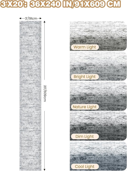 3x20 Washable Runner Rug for Hallway, Non-Slip Long Hallway Runner for Entryway, Soft Vintage Kitchen Mats for Floor, Abstract Dining Room, Bedroom, Living Room Rugs(3'x20', Grey/Ivory)