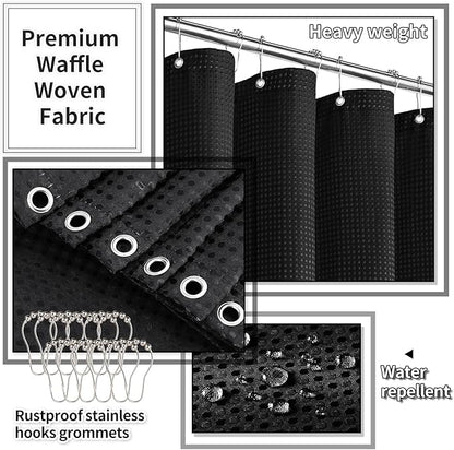 Bathroom Accessories Set - 25PC Black Bathroom Set, Bathroom Set with Shower Curtain and Rugs, Black Shower Curtain Set & Bathroom Rugs