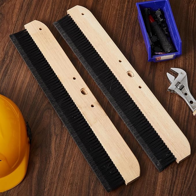 2 Pack 24 Inches Black Concrete Broom Finishing Without Handle Wood Backed Brush with Mounting Threads for Concrete Finishes Hard Floors Yards