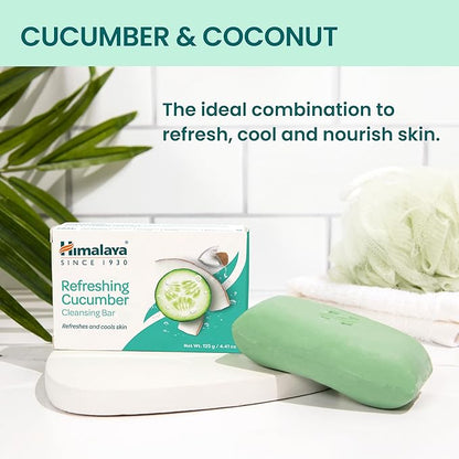 Himalaya Cleansing Bar Soaps Variety Pack, Neem & Turmeric, Almond, Cream & Honey and Cucumber, 4.41 oz, 12 Pack