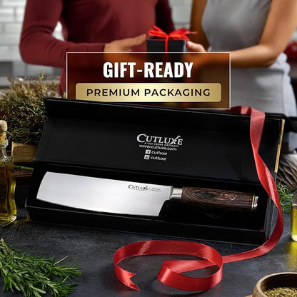 Cutluxe Nakiri Knife – Ultra Sharp 7" Meat and Vegetable Japanese Knife for Chopping, High Carbon Stainless Steel Blade, Full Tang Pakkawood Handle – Shinobi Series