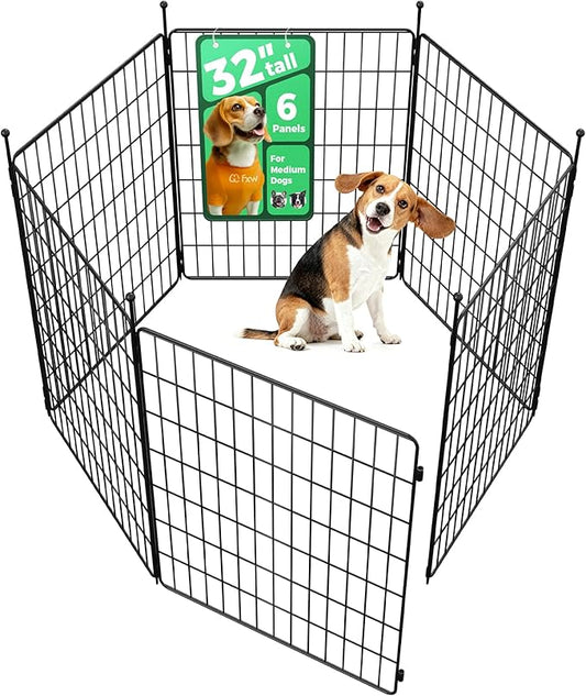 FXW MiniPaws Unleashed Dog Playpen for Yard & RV Camping, Expandable 32-inch 6 Panels for Small and Medium Dogs, Portable for Indoor and Outdoor Use