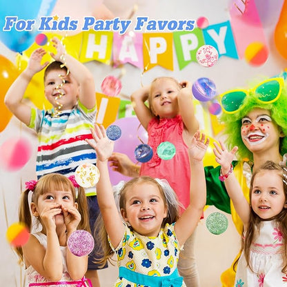 Bouncy Balls for Kids 24 Pieces 7 Styles 32 mm Assorted High Bouncing Balls Toys for Birthday Parties, Party Favors and Gifts Classroom