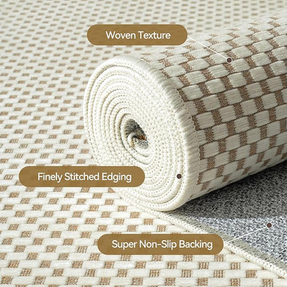 YDKGL 2x8 ft Hallway Runner Rug Extra Long Boho Woven Kitchen Runner Rugs Mat Non Slip Washable, Soft Entryway Laundry Hall Floor Runner Carpet for Indoor Backdoor Bedroom Hallway Living Room, Beige