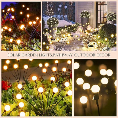 OZS Upgraded 2Pack Total 16LED Solar Christmas Lights - Solar Garden Lights Outdoor, Solar Firefly Lights, Sway by Wind, Solar Lights Outdoor Waterproof for Pathway Christmas Decoration(Warm White)