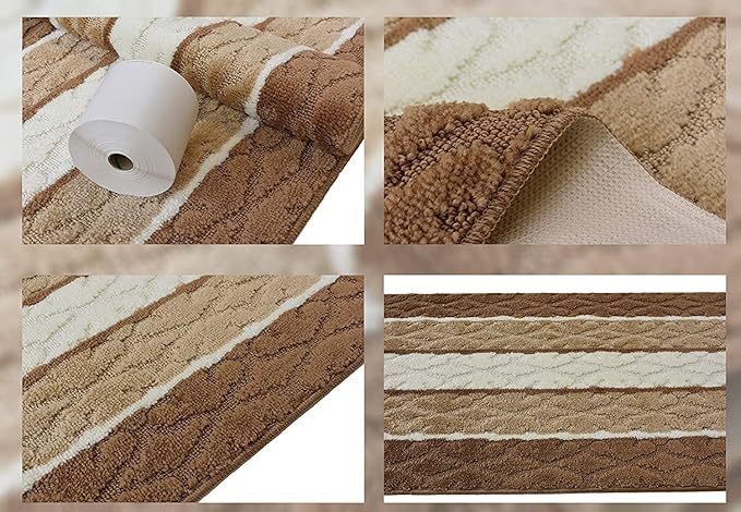 Custom Cut Hallway Runner Rug, Slip Resistant, 31 Inch Wide X Your Choice of Length, Damask Beige, 31 Inch X 12 feet